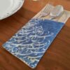 Fluwelen Bestekzak met Perzische Kalligrafie – Elegant Blauw Ontwerp