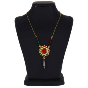 Messing Ketting Perzisch Traditioneel Thema voor Dames met Rode en Groene Agaat