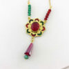 Messing Ketting Perzisch Traditioneel Thema voor Dames met Rode en Groene Agaat