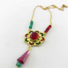 Messing Ketting Perzisch Traditioneel Thema voor Dames met Rode en Groene Agaat