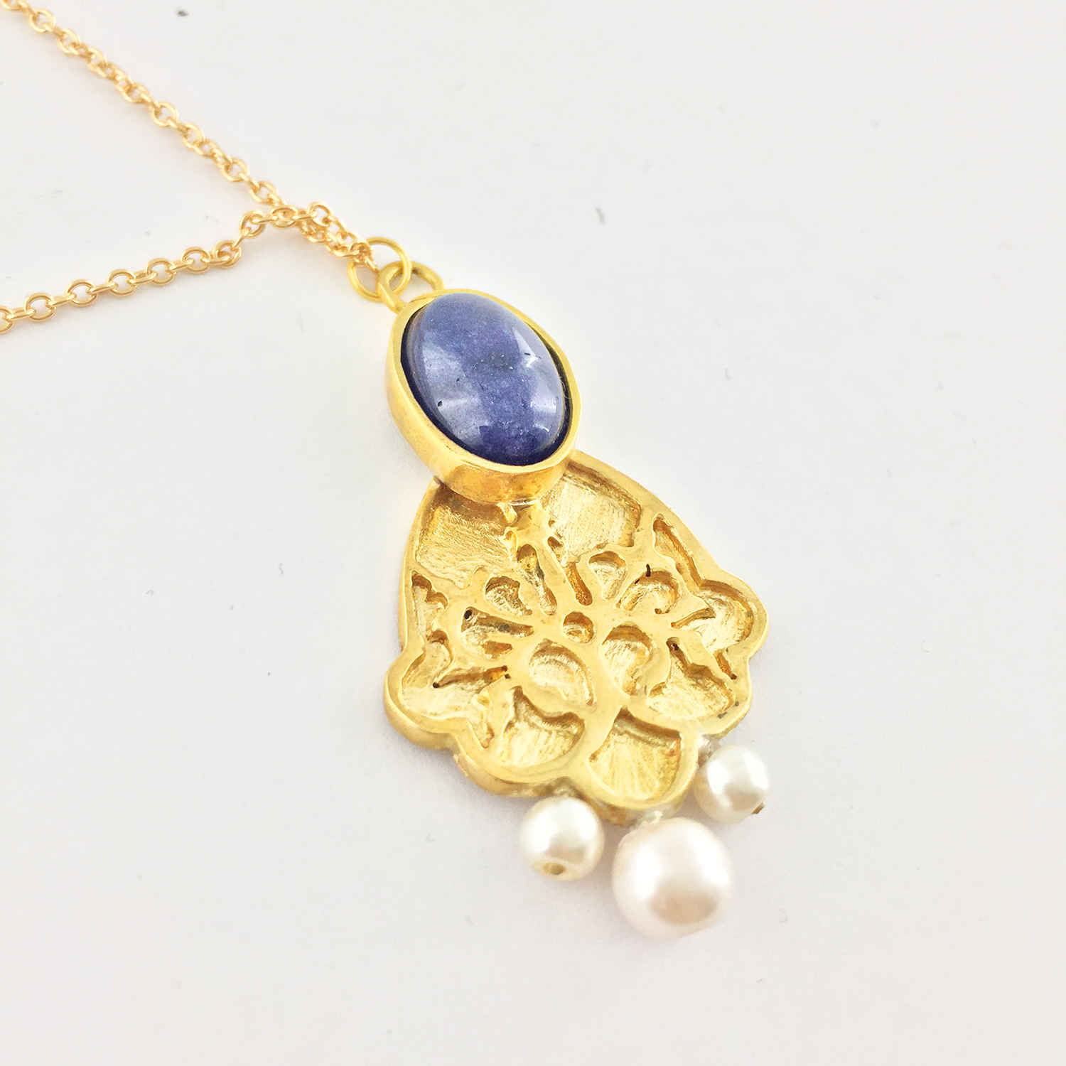Messing Ketting Perzisch Traditioneel Thema voor Dames met Lapis Lazuli