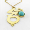 Messing Ketting Perzisch Traditioneel Thema voor Dames met Turkoois