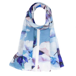 Gedrukte Sjaal voor Dames Artistiek & Lichtgewicht Blauw Abstract Ontwerp