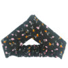 Dames Gedraaide Kruis Haarband & Oorbellen Set Zwart met Bloemen