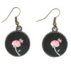 Dames Gedraaide Kruis Haarband & Oorbellen Set Zwart met Bloemen