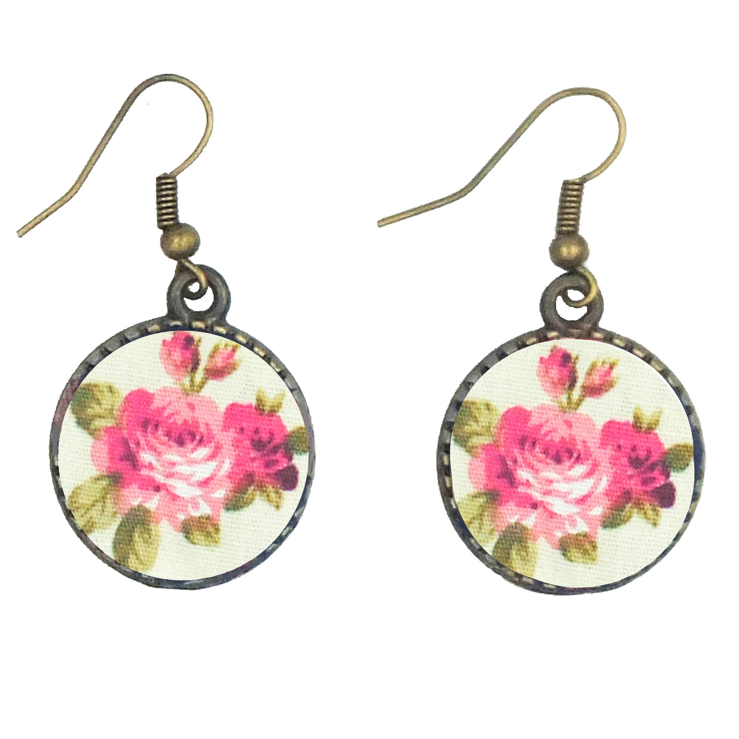 Dames Gedraaide Haarband & Oorbellen Set Crème & Roze