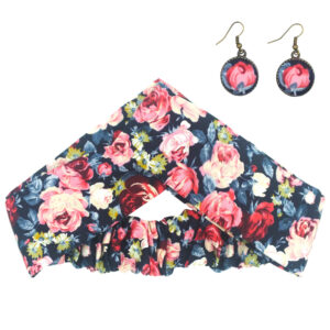 Dames Gedraaide Haarband & Oorbellen Set Bloemmotief