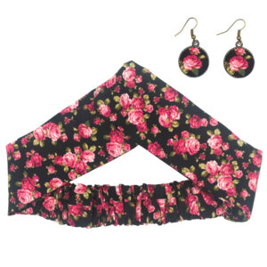 Dames Gedraaide Haarband & Oorbellen Set Zwart