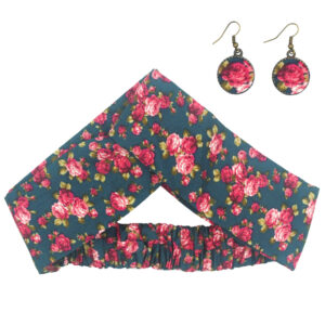 Dames Gedraaide Haarband & Oorbellen Set Blauw