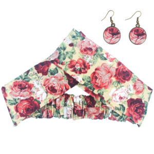 Dames Gedraaide Haarband & Oorbellen Set Crème