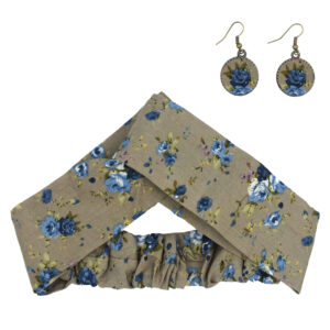 Dames Gedraaide Haarband & Oorbellen Set Grijs