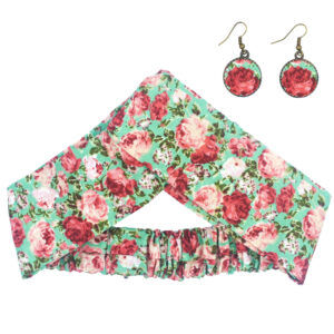 Dames Gedraaide Haarband & Oorbellen Set Lichtgroen