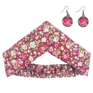 Dames Gedraaide Haarband & Oorbellen Set Roze