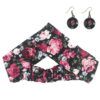 Dames Gedraaide Haarband & Oorbellen Set Roze & Zwart