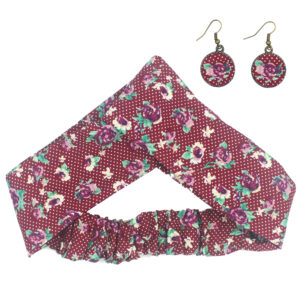 Dames Gedraaide Haarband & Oorbellen Set Rood Stippen