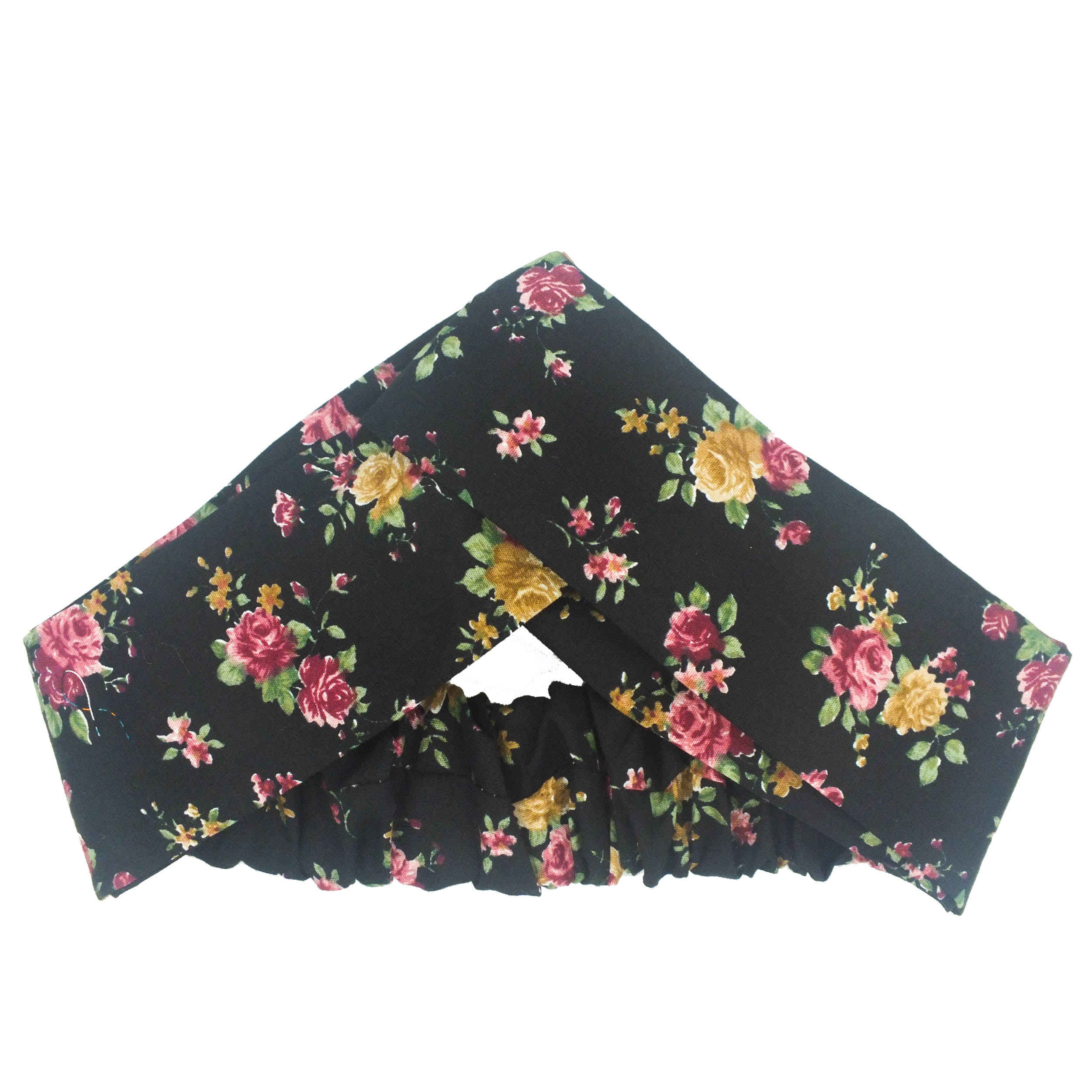 Dames Gedraaide Haarband & Oorbellen Set Zwart Bloemen