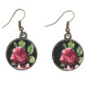 Dames Gedraaide Haarband & Oorbellen Set Zwart Bloemen