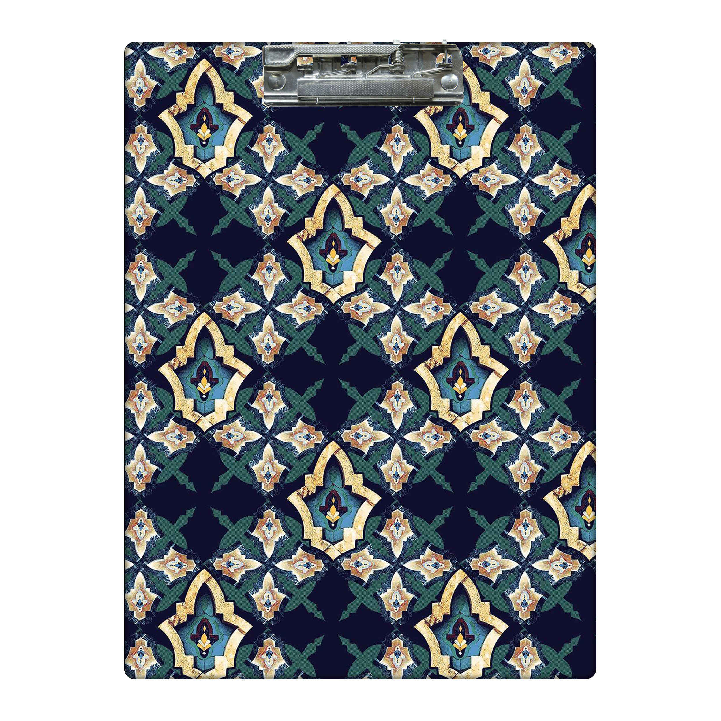 Houten Klembord – Navy Blauwe Tegelprint