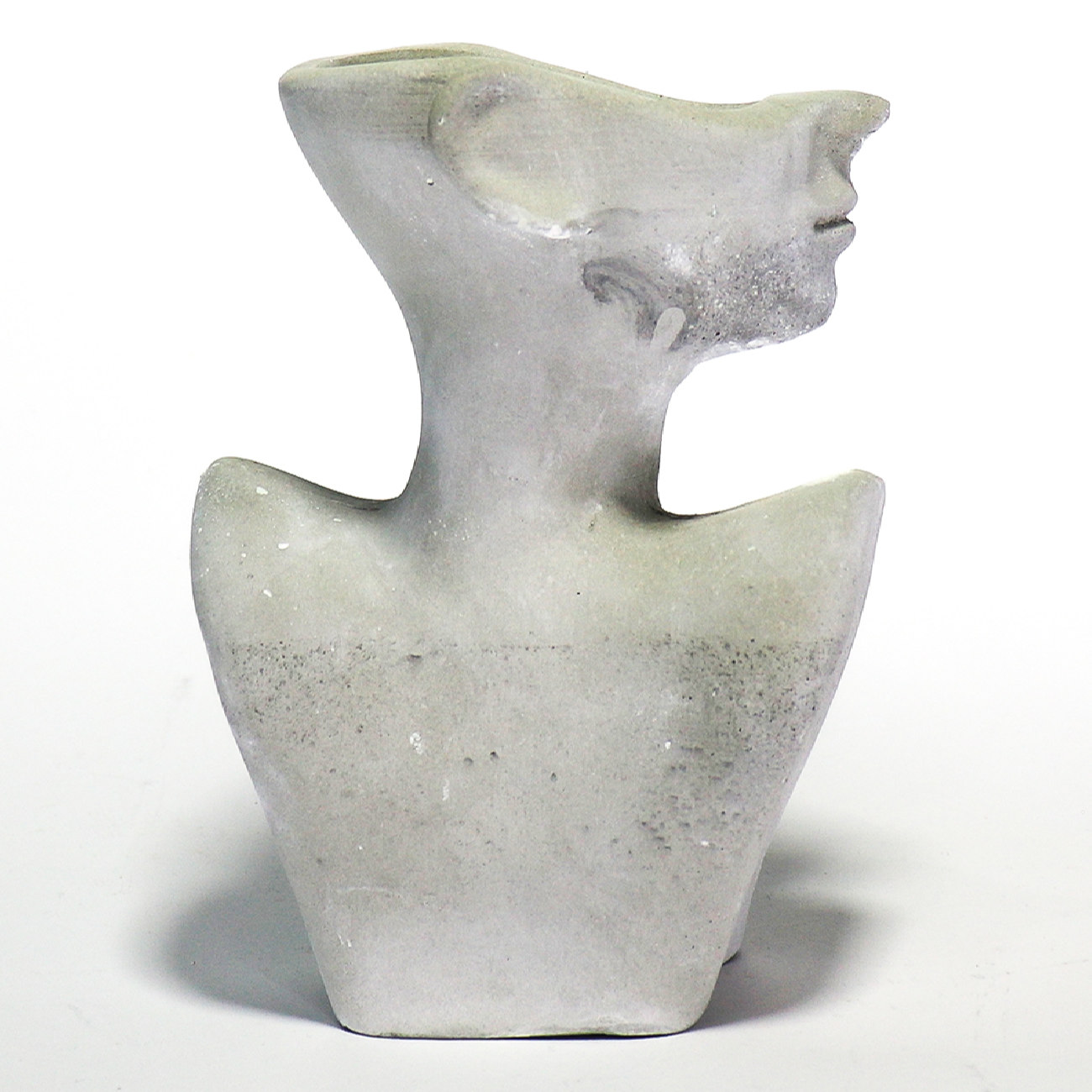 Decoratieve betonnen sculptuurvaas in de vorm van een vrouwelijk lichaam, een gedurfd artistiek statement