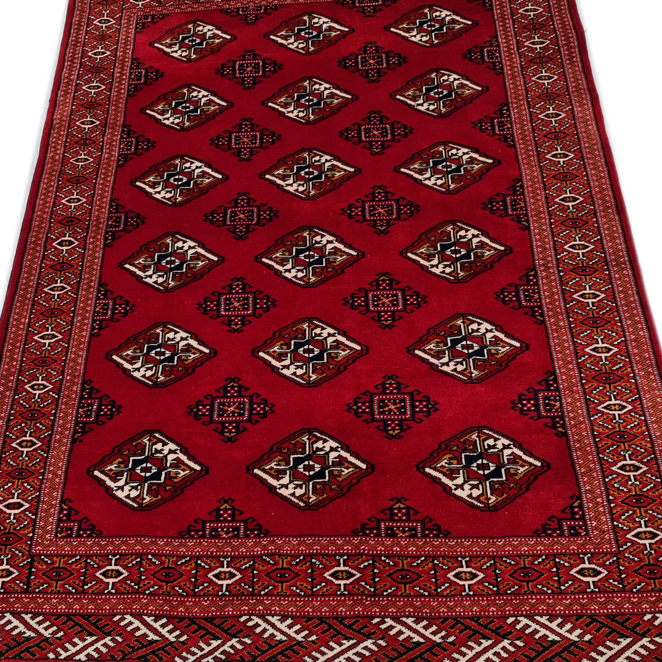 Handgeknoopt Perzisch Qashqai Tribaal Tapijt (Bukhara Design) – Rode Wol