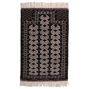 Handgeknoopt Perzisch Golestan Torkaman Tapijt (Bukhara Design) – Mahoniebruine Wol