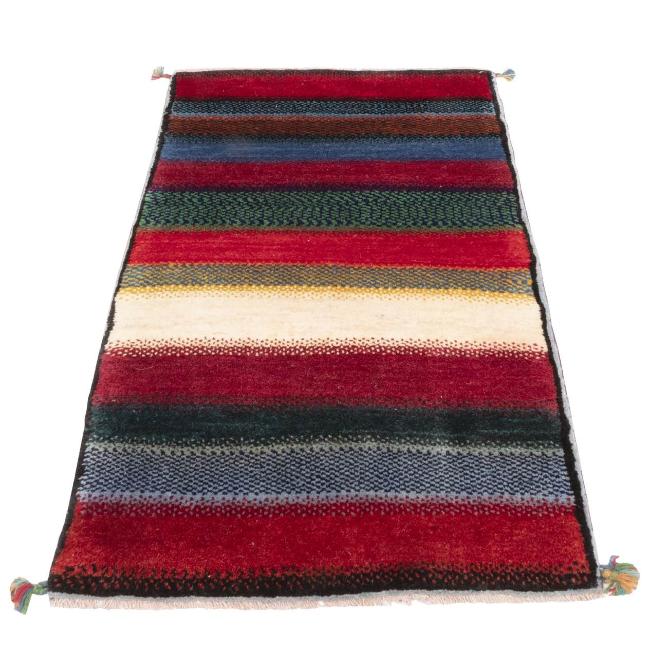 Authentiek handgeknoopt Perzisch gestreept Gabbeh tapijt – Rood, Wol