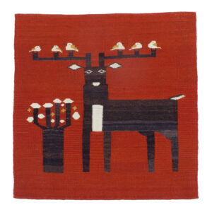 Authentiek Perzisch Wol Kilim Tapijt – Hert Rood