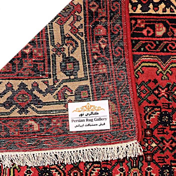 Handgeknoopt Perzisch Hamadan Tribaal Tapijt (Mahi / Herati Patroon) – Rode Wol