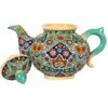 Decoratieve Aardewerken Theepot met Minakari Emaille Techniek
