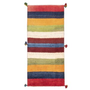 Echt handgeknoopt Perzisch gestreept Gabbeh tapijt – Rood, Wol
