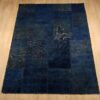 Vintage Perzisch Handgeknoopt Patchwork Tapijt Marineblauw