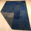 Vintage Perzisch Handgeknoopt Patchwork Tapijt Marineblauw