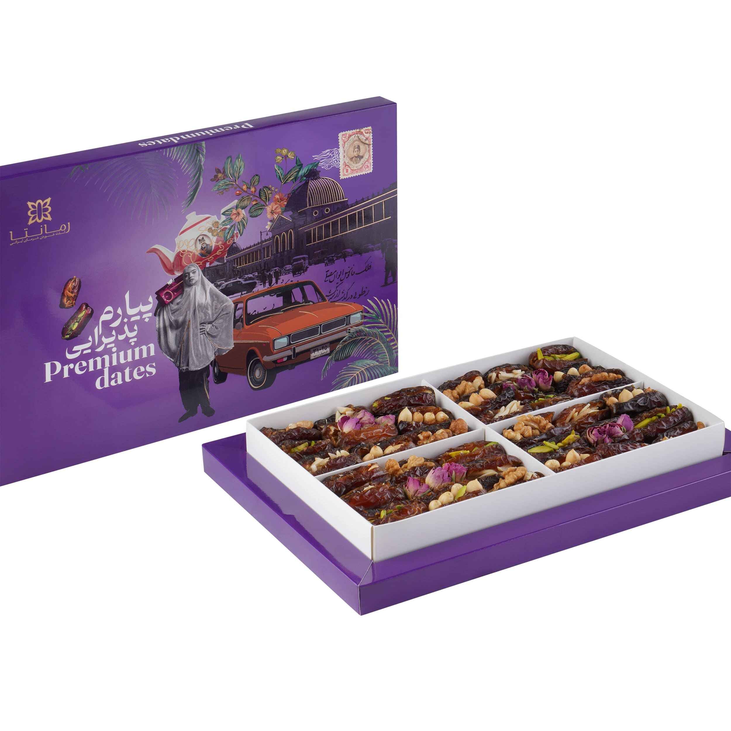 Premium Iraanse Gedroogde Dadels – Piarom Soort Gevuld met Noten, 1000 gram