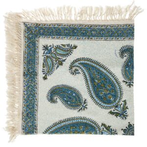 Iraanse Tafelkleed: Traditionele Kalamkari Blokdruk uit Isfahan – Blauw