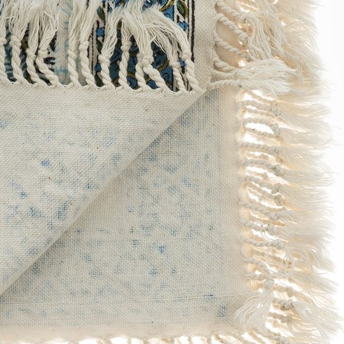 Iraanse Tafelkleed: Traditionele Kalamkari Blokdruk uit Isfahan – Blauw