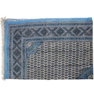 Iraanse Tafelkleed: Traditionele Kalamkari Blockprint van Isfahan Blauw