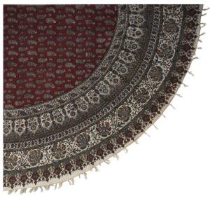 Iraanse Tafelkleed: Traditionele Kalamkari Blockprint van Isfahan Cirkel