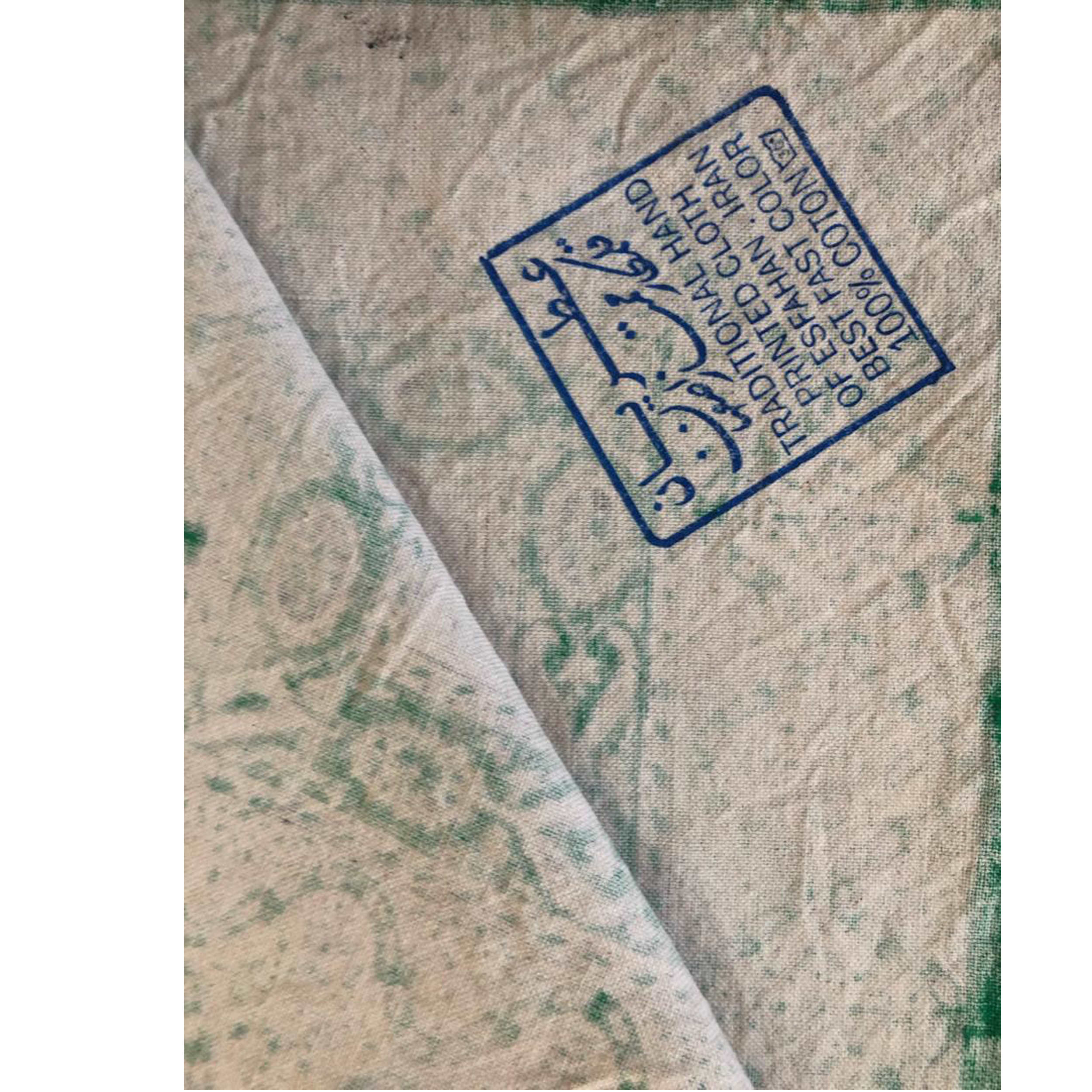 Iraanse Tafelkleed: Traditionele Kalamkari Blockprint van Isfahan Groen