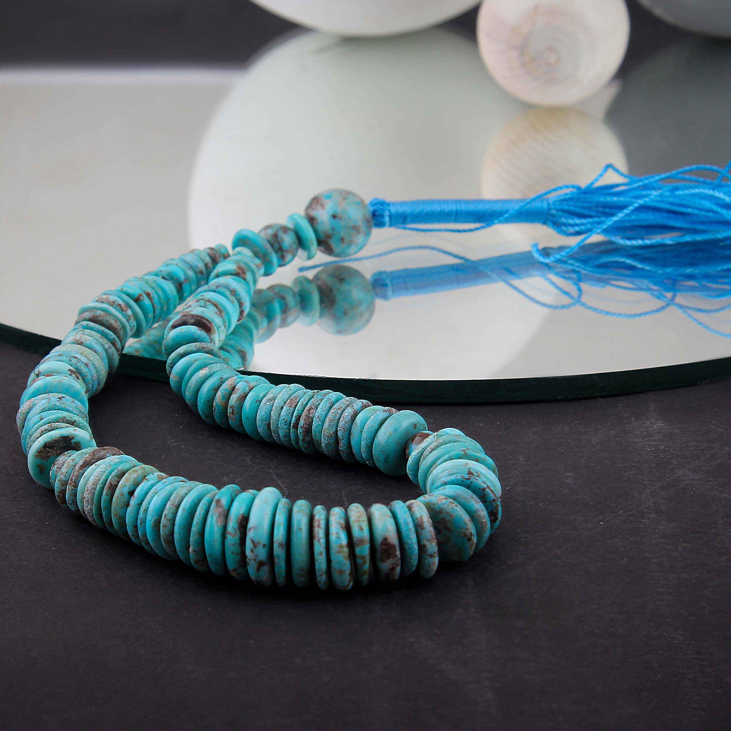 Perzische Neyshabur Turkoois Rozenkrans: Handgemaakt Tasbih met Kralen