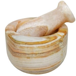 Crème Marmeren Vijzel & Stamper Set voor Saffraan