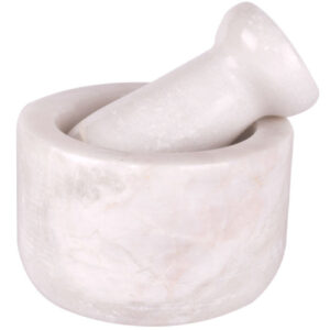 Witte Marmeren Vijzel & Stamper Set – Handgemaakt