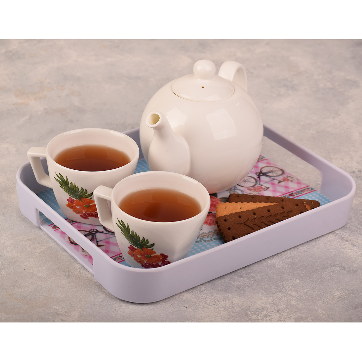 Lichtgewicht melamine dienblad – Rechthoekig dienblad met blauwe bloemen