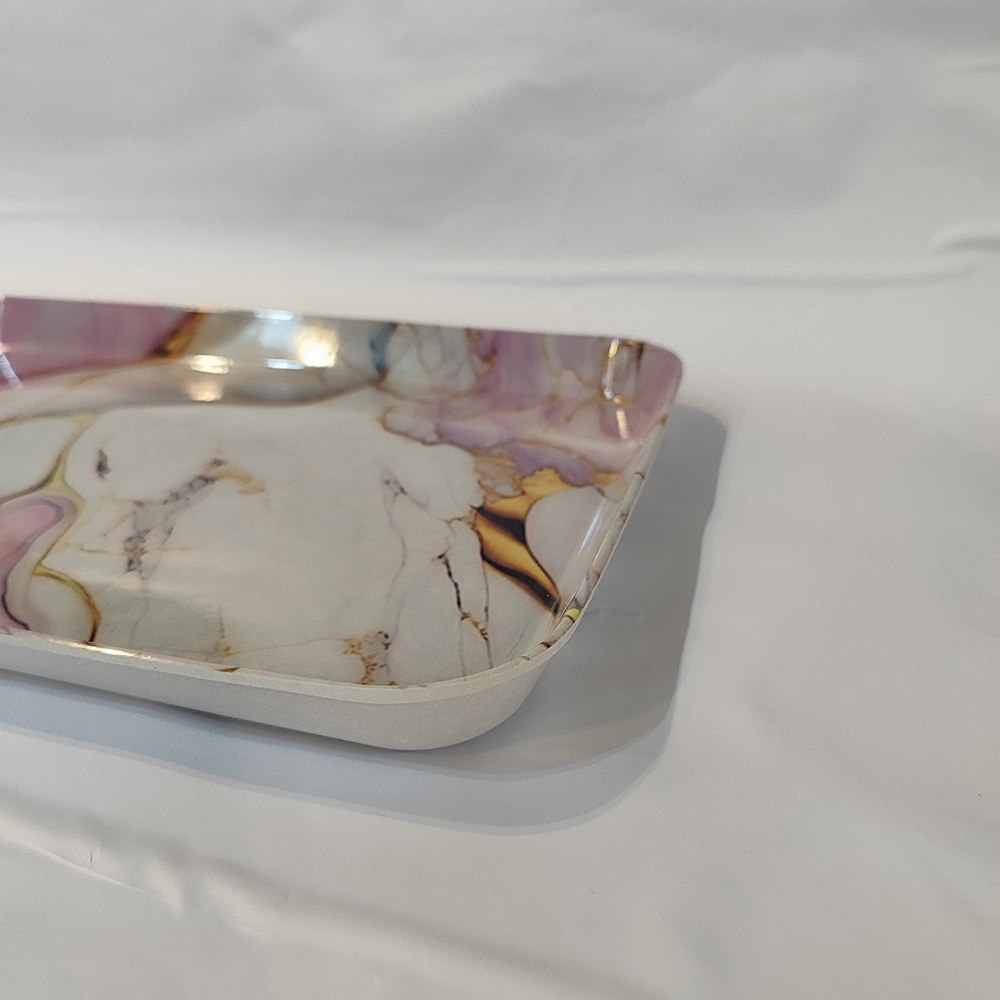 Lichtgewicht melamine dienblad – Rechthoekig dienblad met roze marmerontwerp