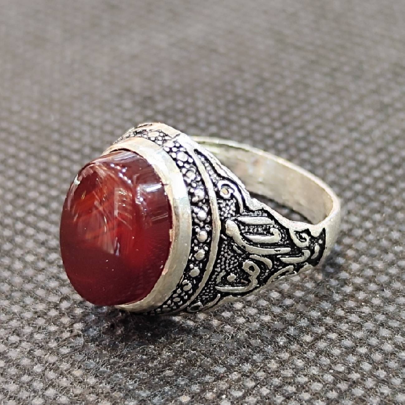 Islamitische Agaat Zilveren Ring voor Heren Elegantie Ya Imam Reza
