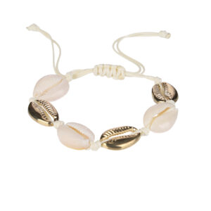 Handgemaakte Verstelbare Natuurlijke Schelpenarmband – Wit