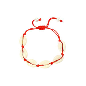 Handgemaakte Natuurlijke Schelp Armband met Rode Koord