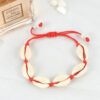 Handgemaakte Natuurlijke Schelp Armband met Rode Koord