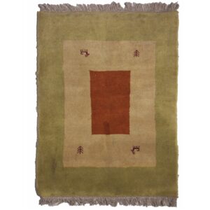 Origineel handgeknoopt Perzisch minimalistisch Gabbeh tapijt – Met rand, Jadegroen, Wol