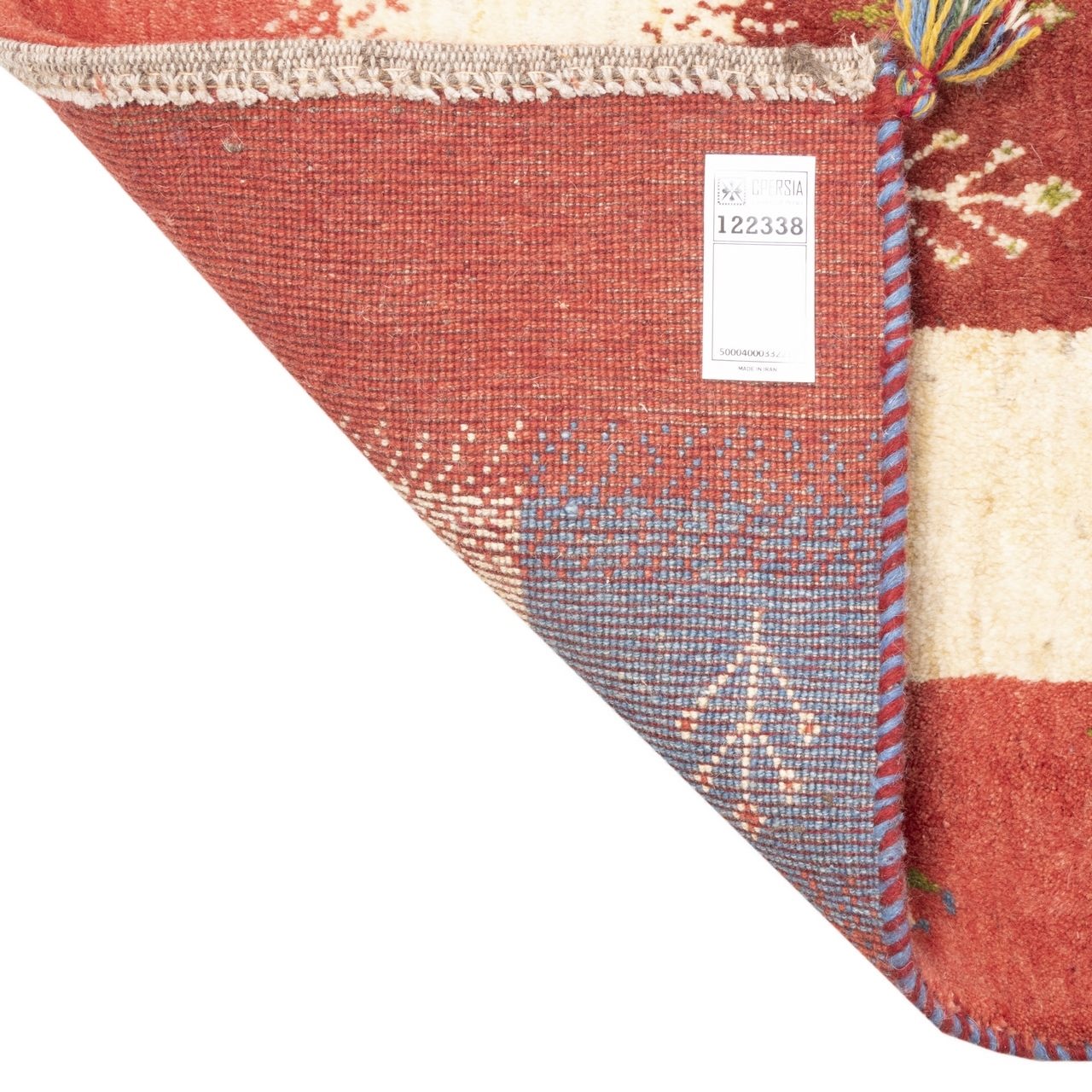 Handgeknoopt Perzisch gestreept Gabbeh tapijt met dierenmotieven – Rood, Wol