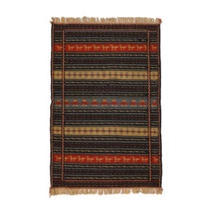 Origineel Perzisch Wol Kilim Tapijt Traditioneel Handgeweven in Khorasan Gestreept